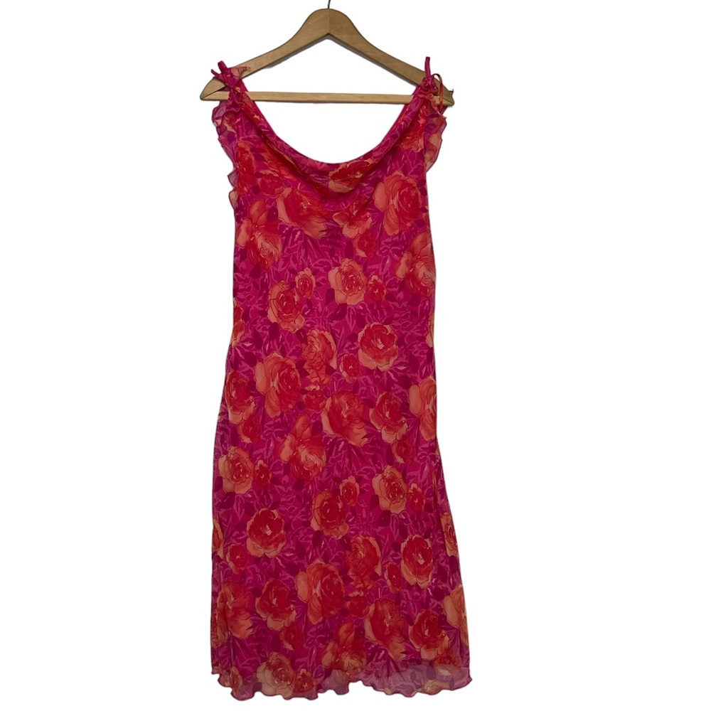 Vintage 90s CDC PETITES Cowl Neck Floral Print Dress